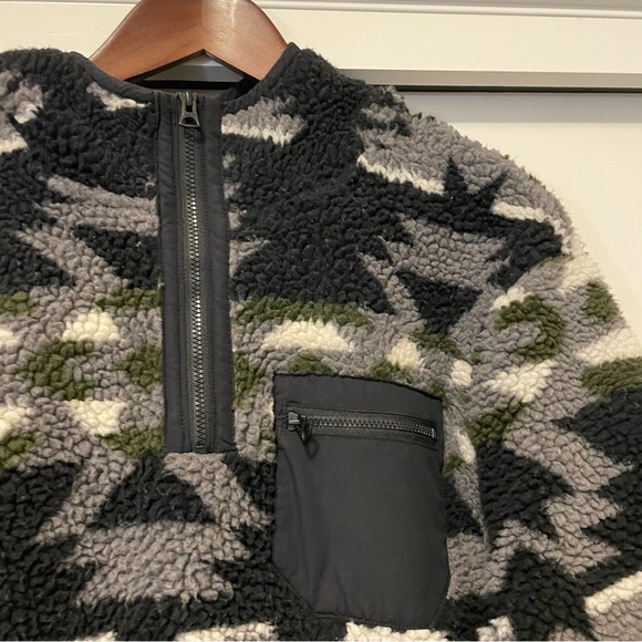 Lucky Brand Hi-Pile Southwest Fleece Hoodie Sweater W’s M (Men’s S) Black Green - Picture 5 of 10